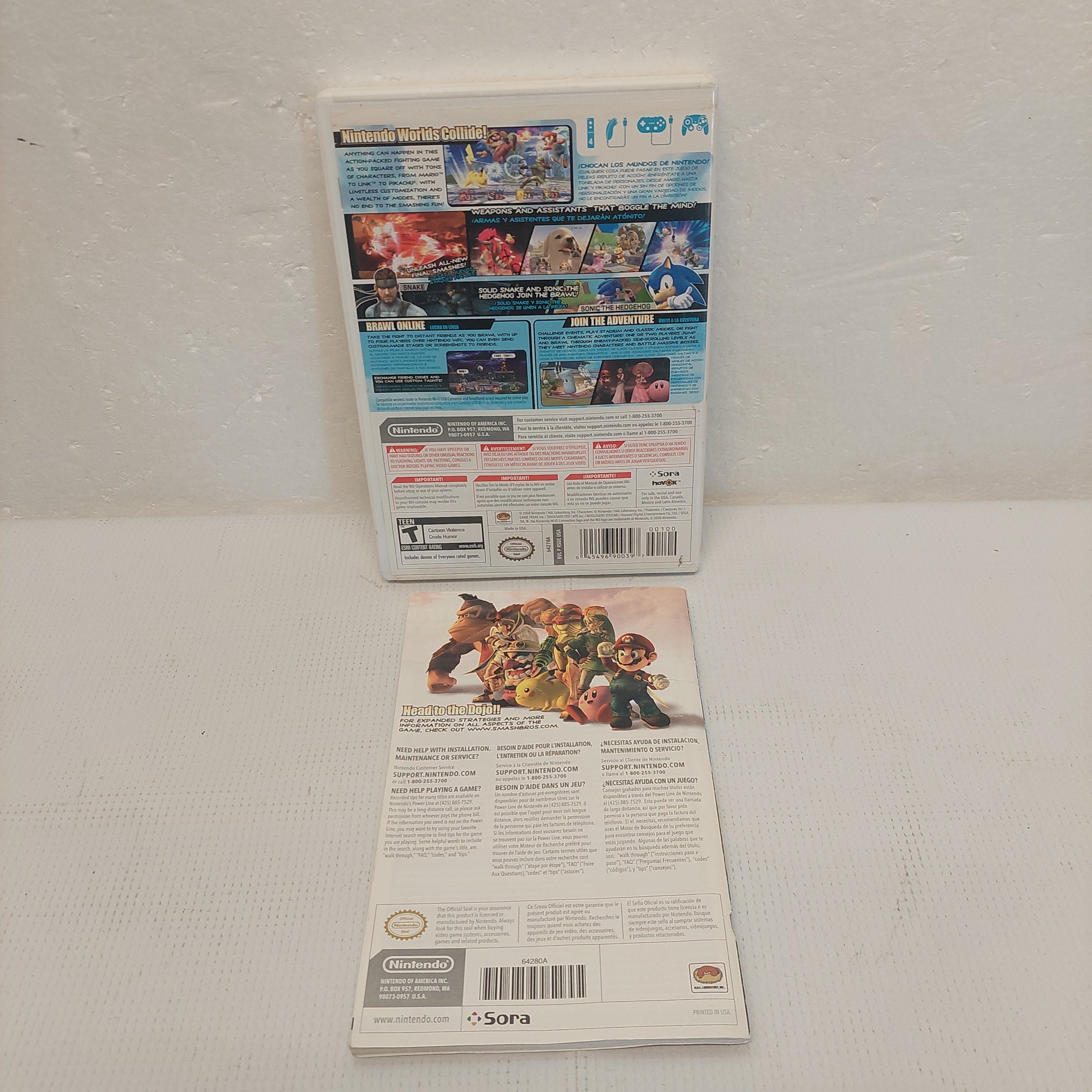 Nintendo Wii Super Smash Bros. Brawl Case and Manual ONLY No Game