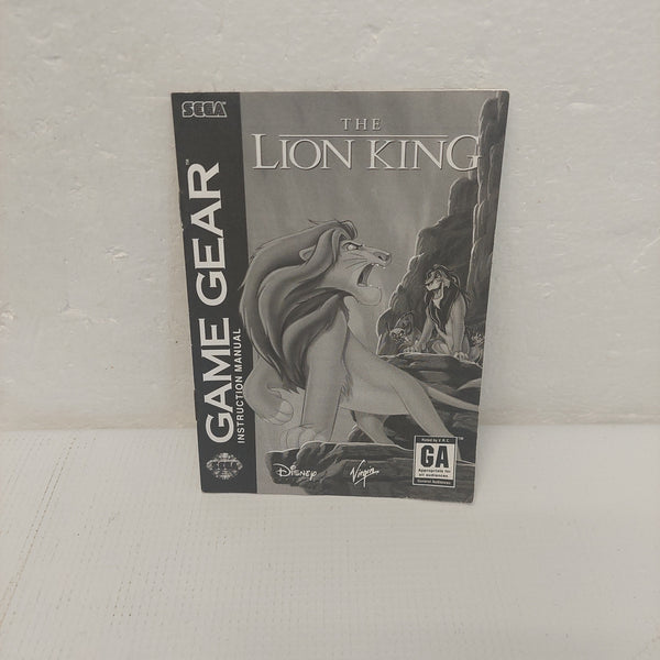 Disney The Lion King Sega Game Gear Manual ONLY