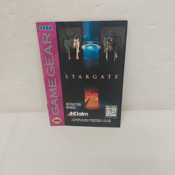Stargate Sega Game Gear Manual ONLY