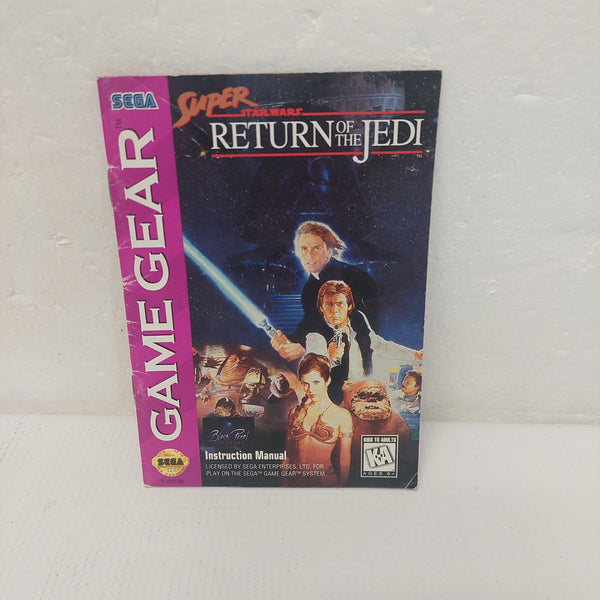 Super Star Wars Return of the Jedi Sega Game Gear Manual ONLY