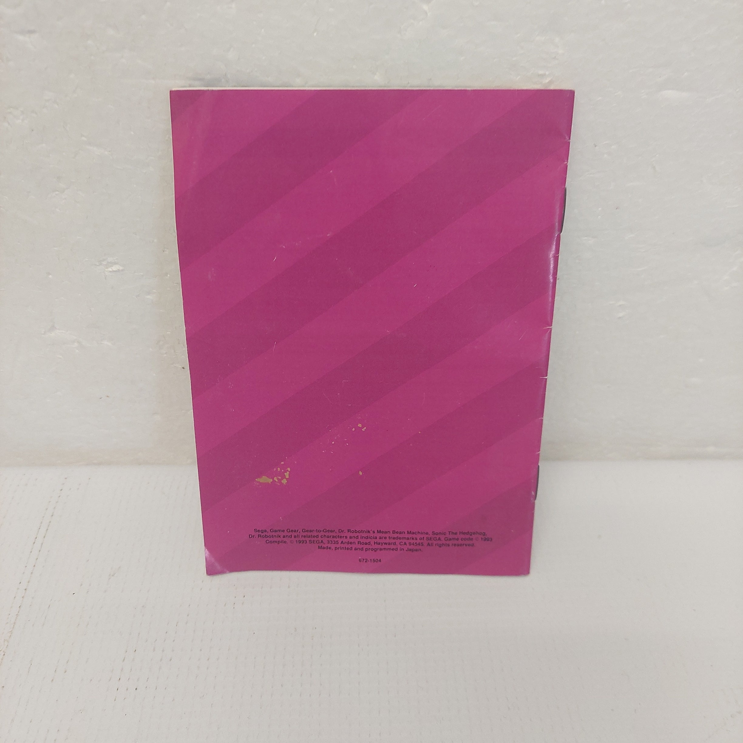 Dr. Robotnik's Mean Bean Machine Sega Game Gear Manual ONLY