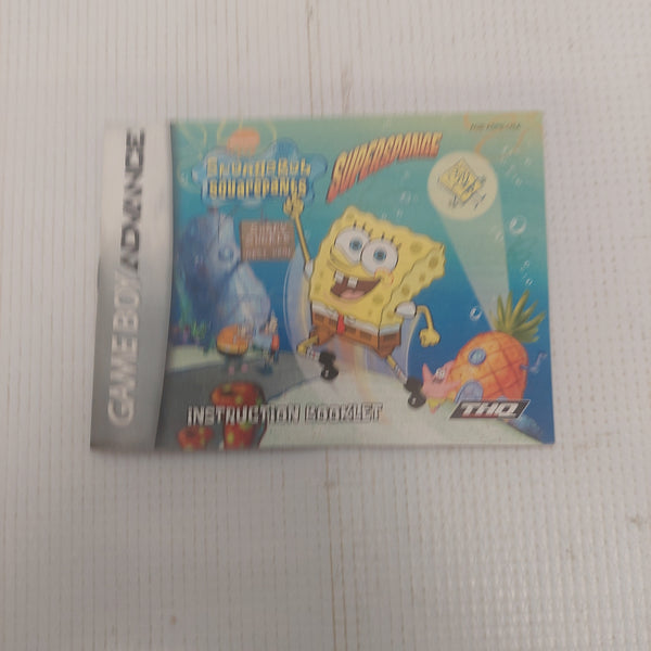 Nintendo Game Boy Advance Spongebob Squarepants Super Sponge Instruction Manual ONLY