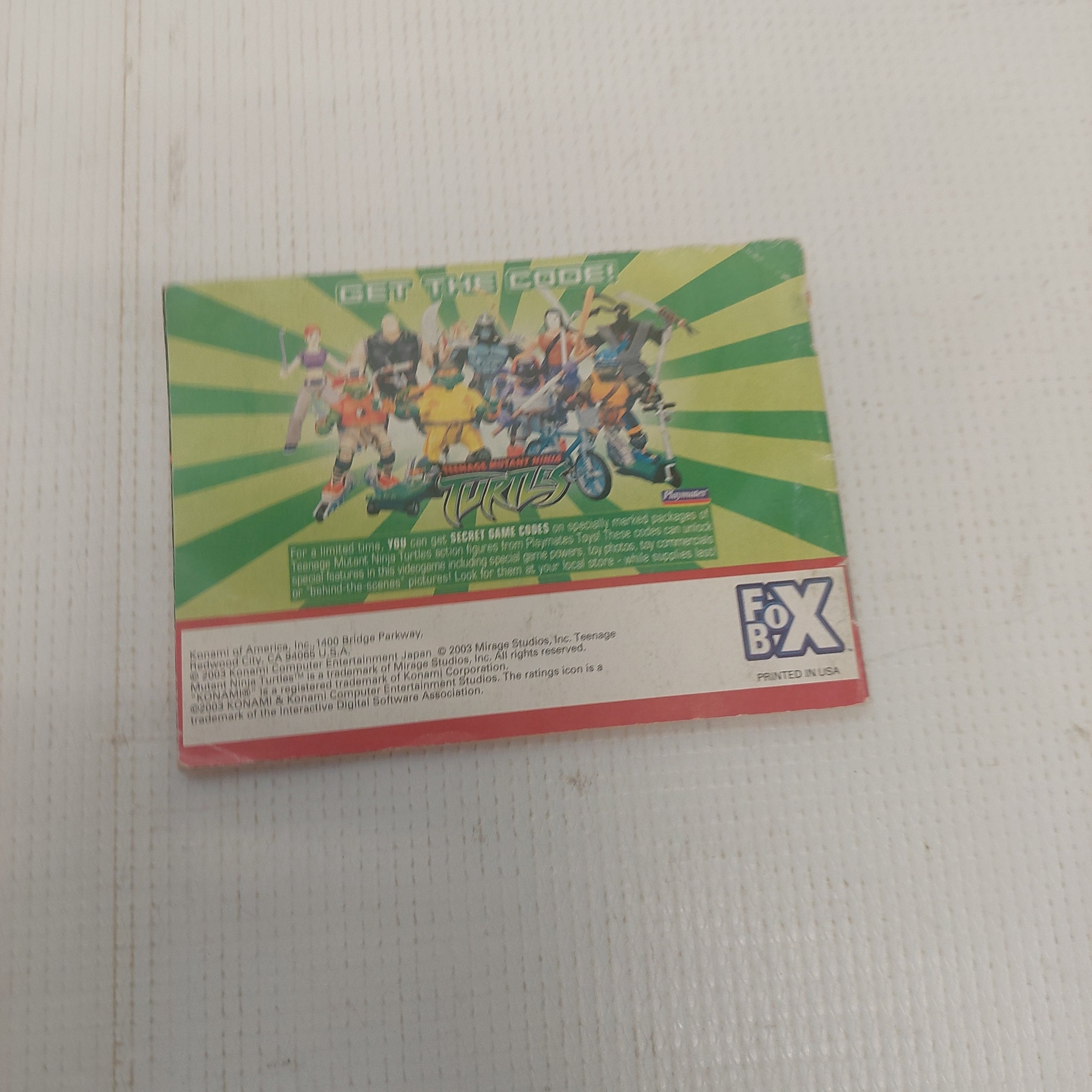 Teenage Mutant Ninja Turtles Nintendo Game Boy Advance Instruction Manual ONLY
