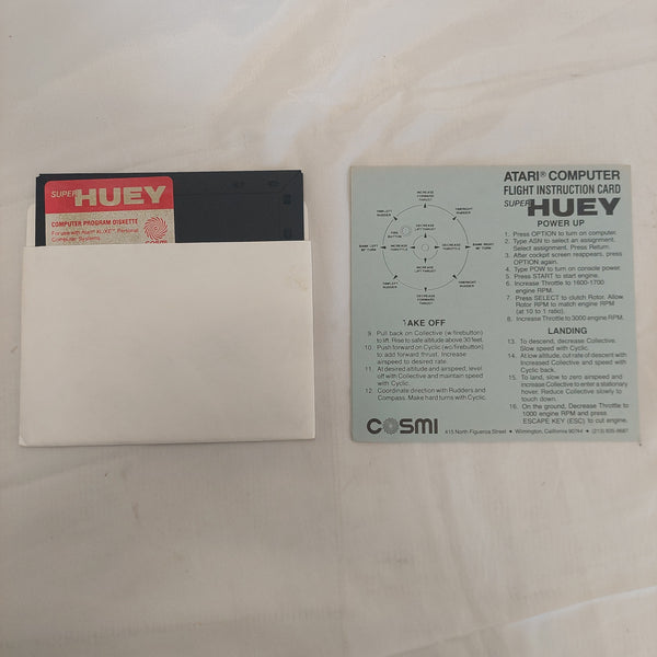 Super Huey Computer Program Diskette Atari XL/XE and Manual Untested