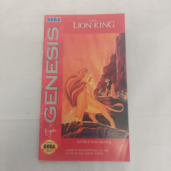 Sega Genesis The Lion King Manual ONLY