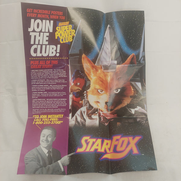 Vintage Nintendo Power Super Power Club Starfox Poster Insert