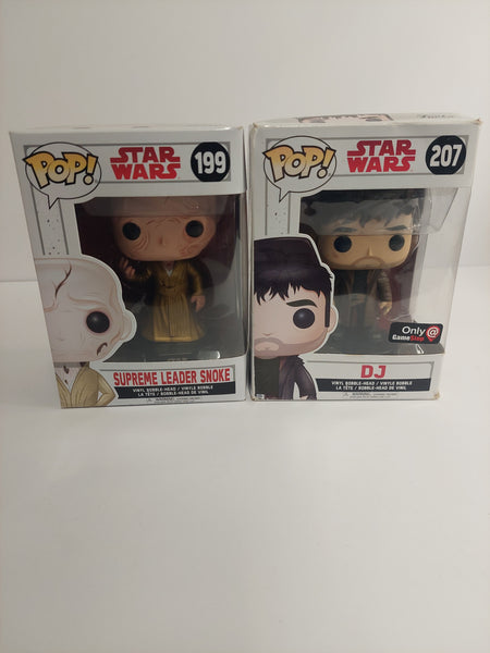 Funko Pop Star Wars Supreme Leader Snoke 199 and DJ 207 Lot