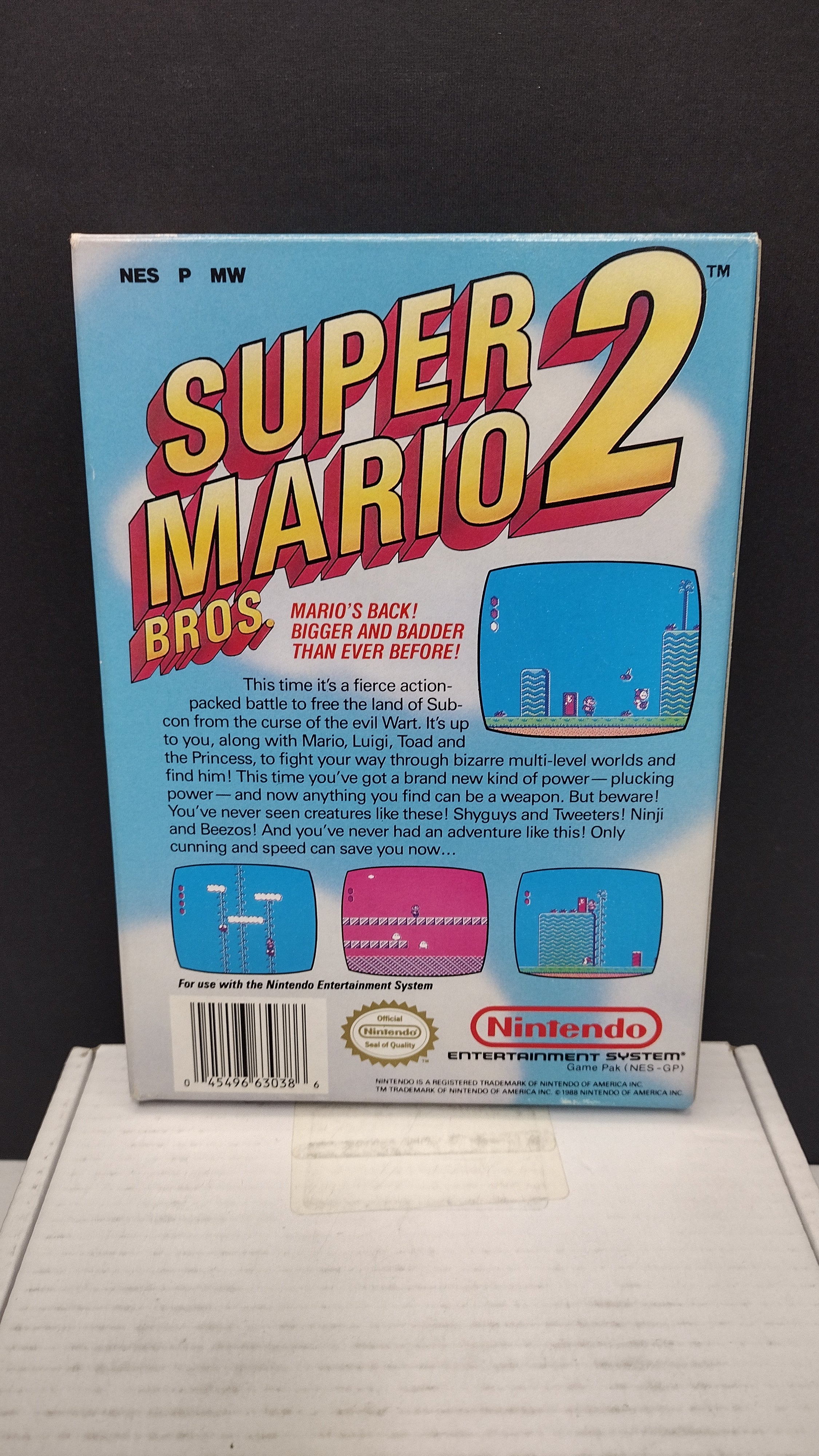 Vintage 1988 Nintendo NES Super Mario Bros. 2 (CIB - Missing Styrofoam)