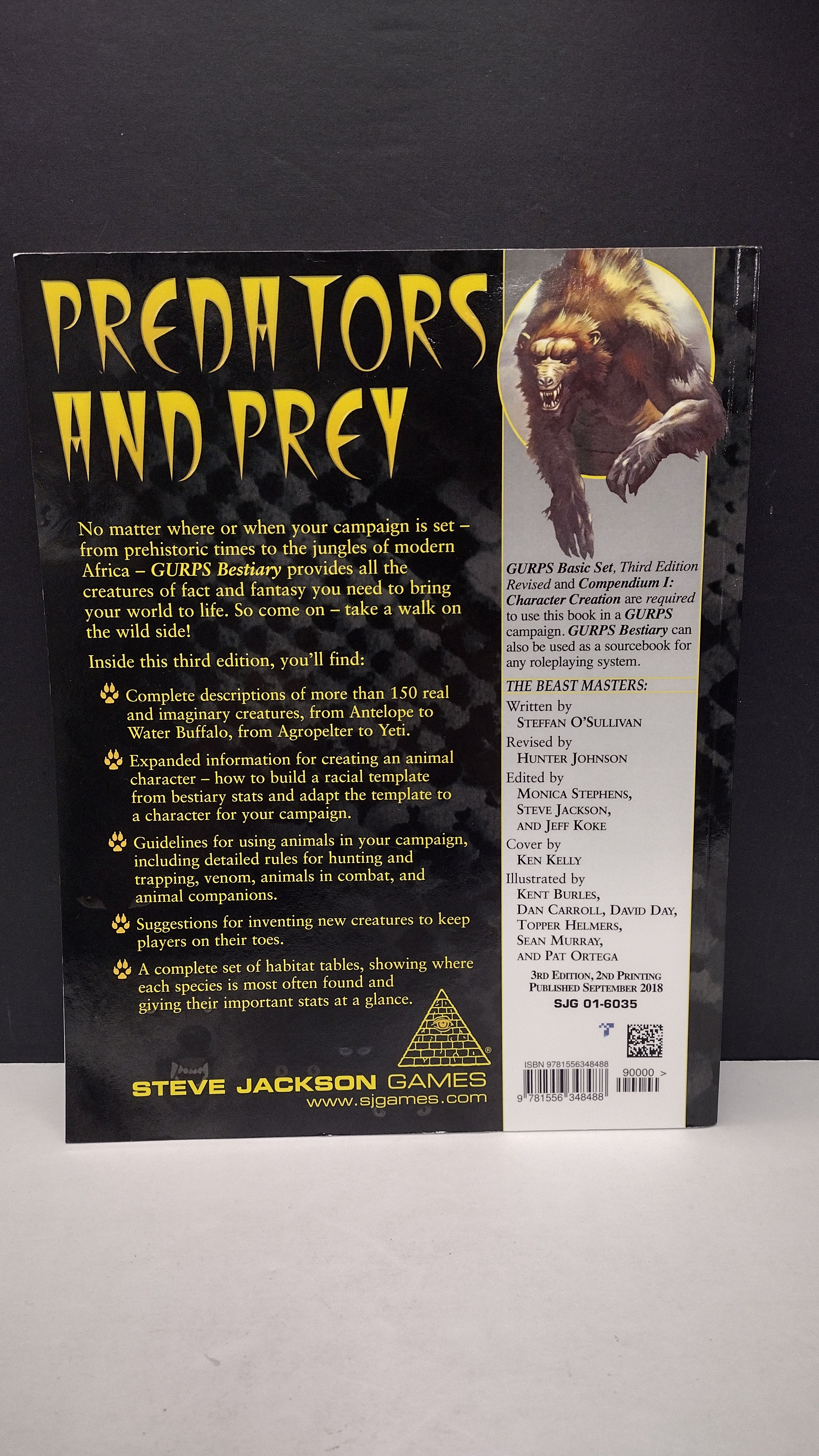 Modern 2018 Steve Jackson Games GURPS Bestiary by Steffan O'Sullivan (Trade Paperback - New)