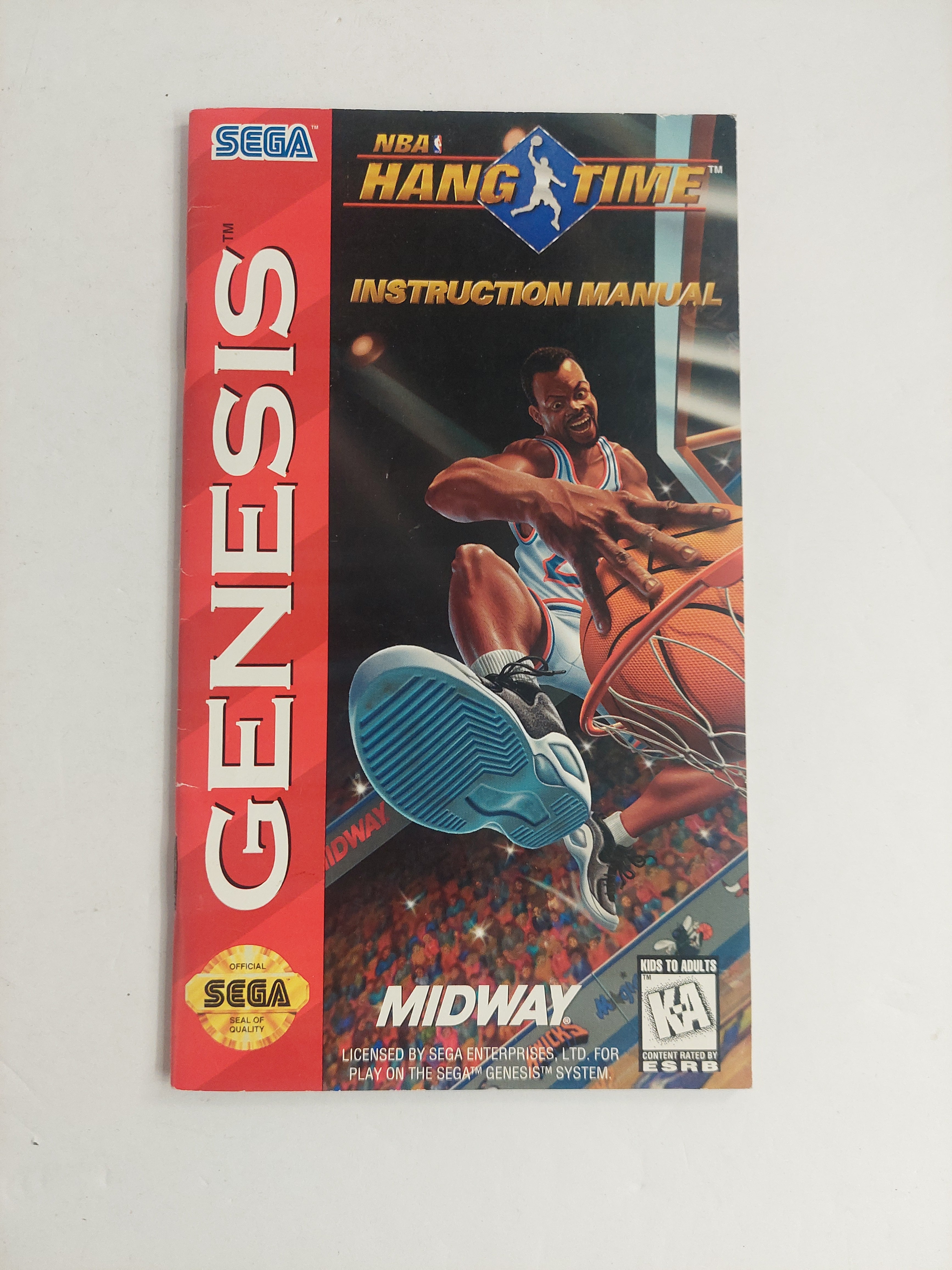 Sega Genesis NBA Hang Time Instruction Manual ONLY