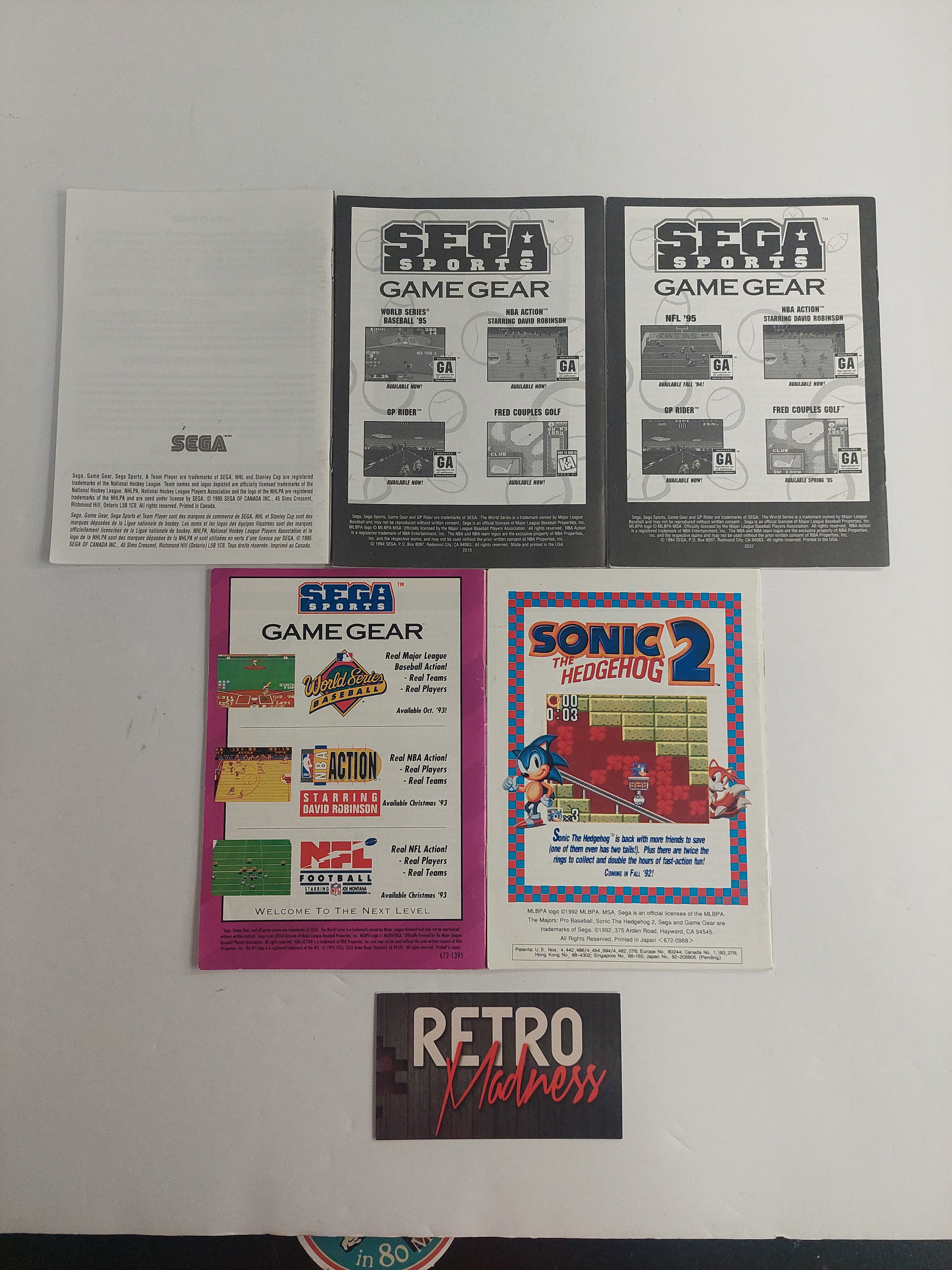 Sega Game Gear Sega Sports Manual Instruction Booklet Lot