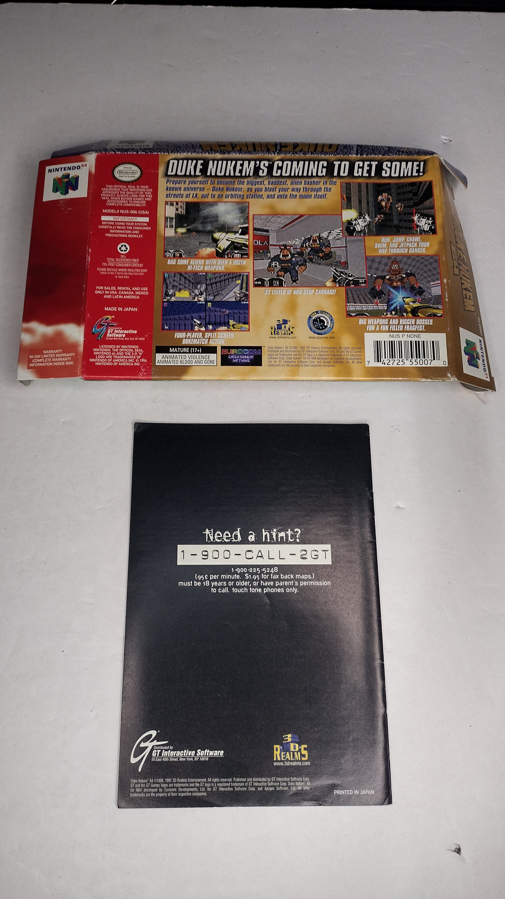 Duke Nukem 64: Nintendo 64 Authentic Box & Manual ONLY