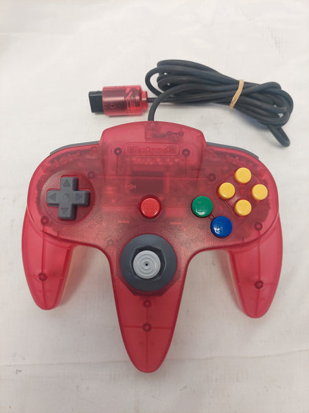 Nintendo 64 N64 Red and Clear Wired Controller Tested