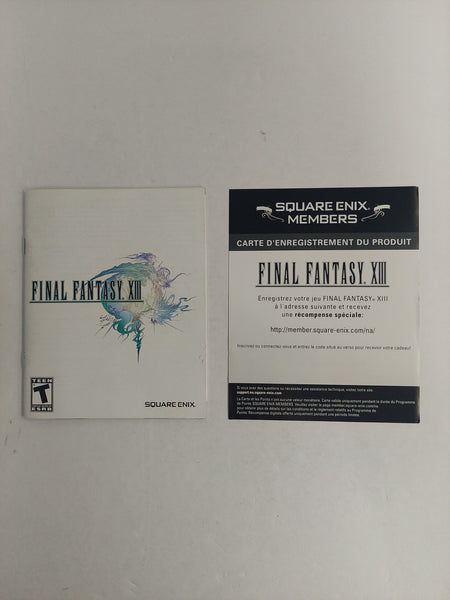 Sony PlayStation 3 PS3 Final Fantasy XIII Manual Instruction Booklet