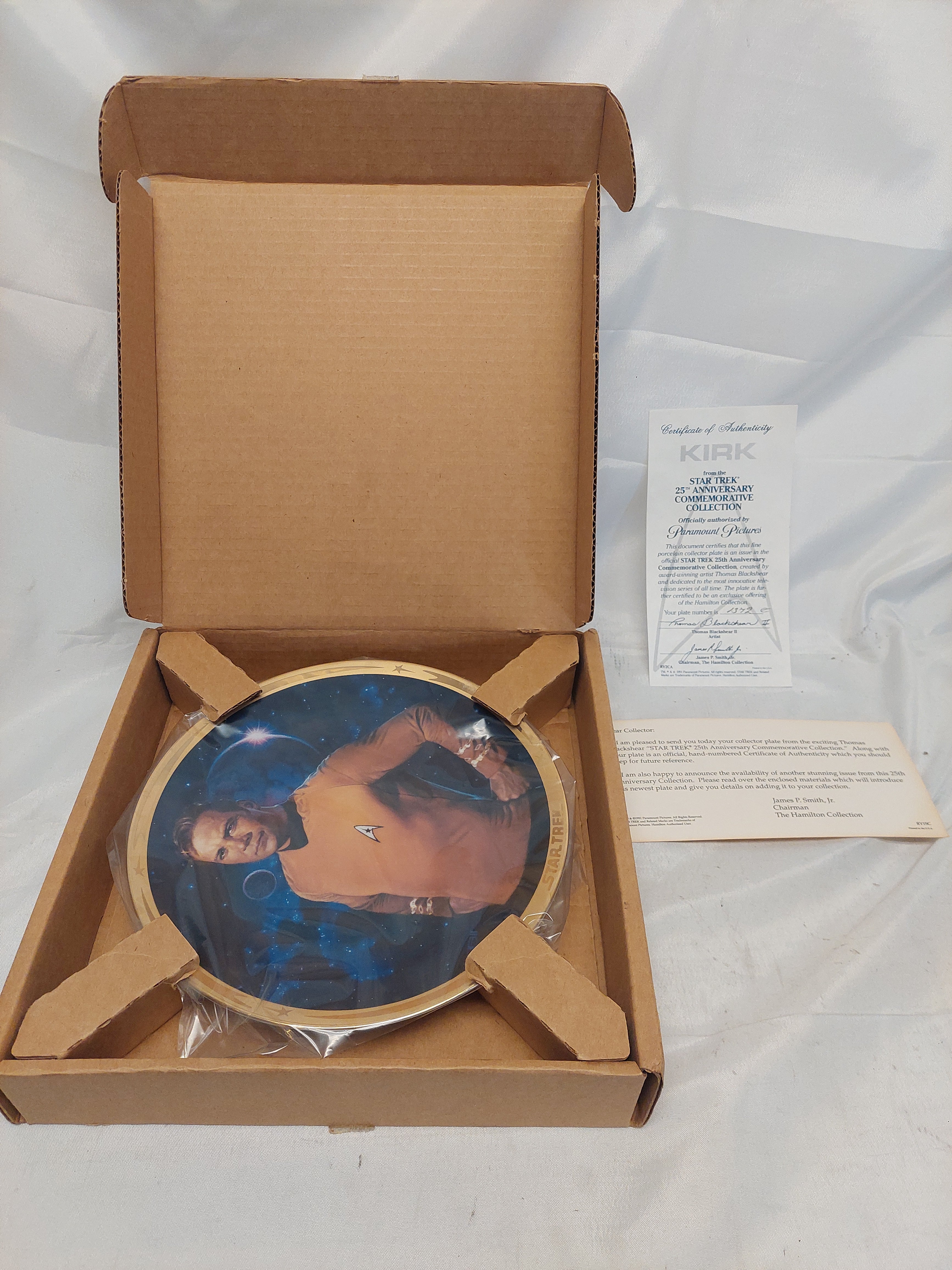 Vintage Hamilton Collection Star Trek Kirk 25th Anniversary Collector Plate with COA