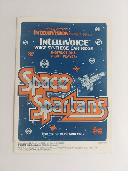 Mattel Electronics Intellivision Space Spartans Instruction Manual ONLY No Game