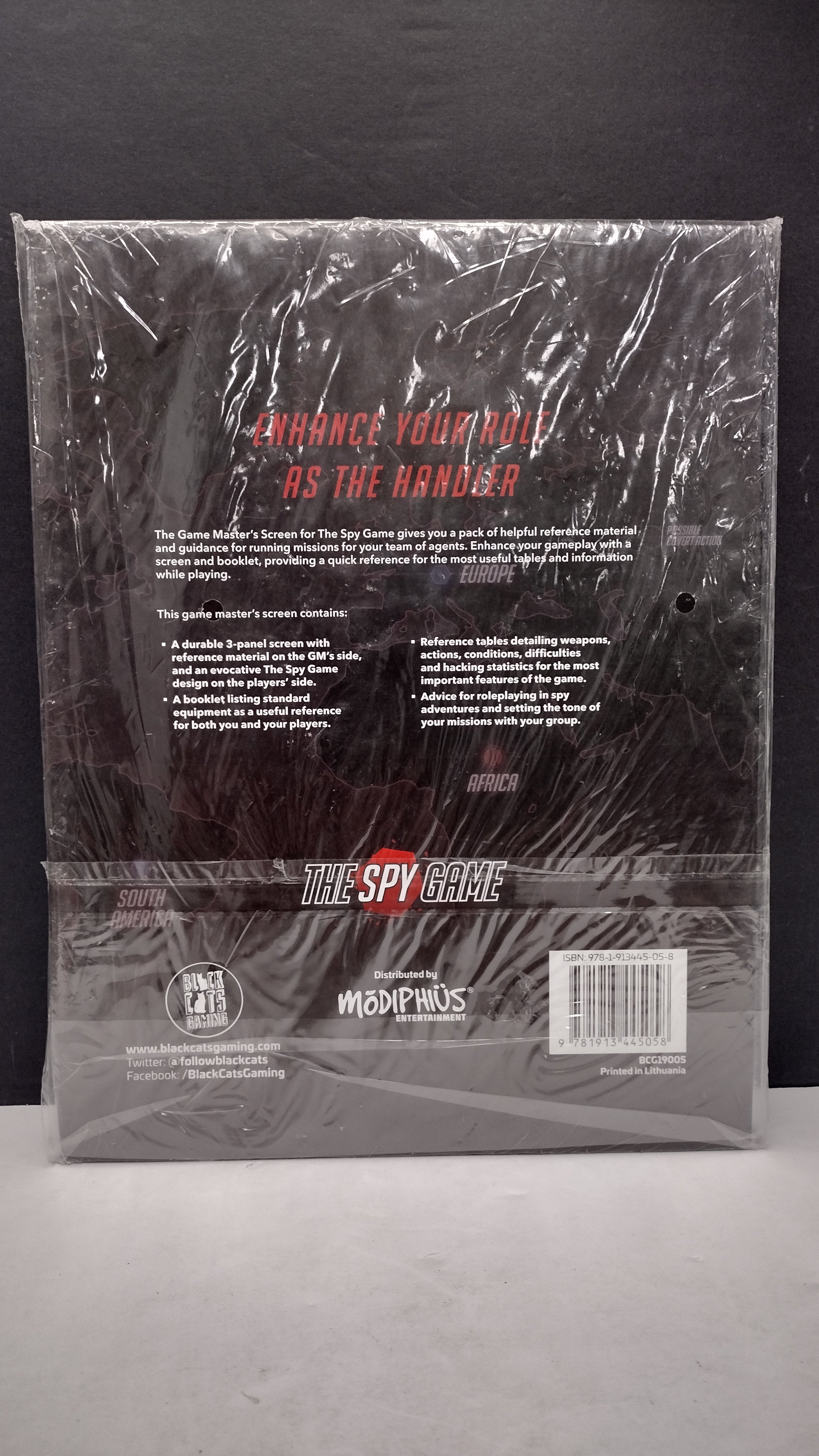 The Spy Game: Gamemaster Screen with Booklet (Modiphius / Black Room Games - Brand New & Factory Sealed)
