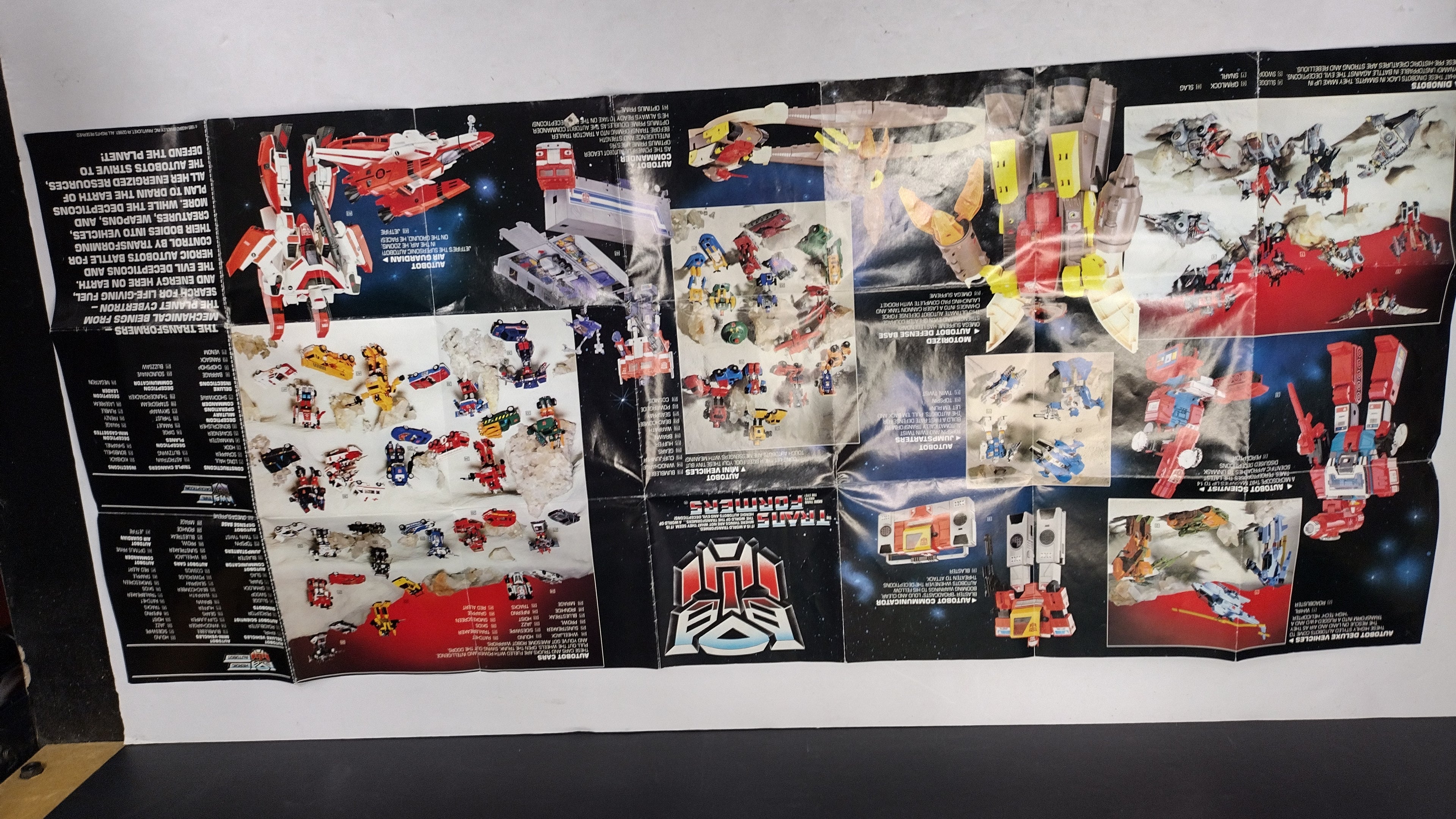Vintage 1985 Hasbro G1 Transformers Devastator Parts Lot with Original 2-Sided Brochure Poster