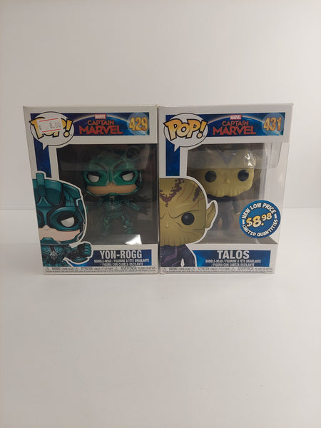 Funko Pop Marvel Captain Marvel Yon-Rogg 429 and Talos 431 Lot