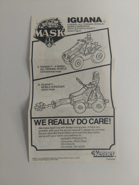 Vintage 1987 M.A.S.K. Iguana Instruction Sheet