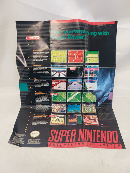 Vintage Super Nintendo Get the Power! Foldable Poster Insert