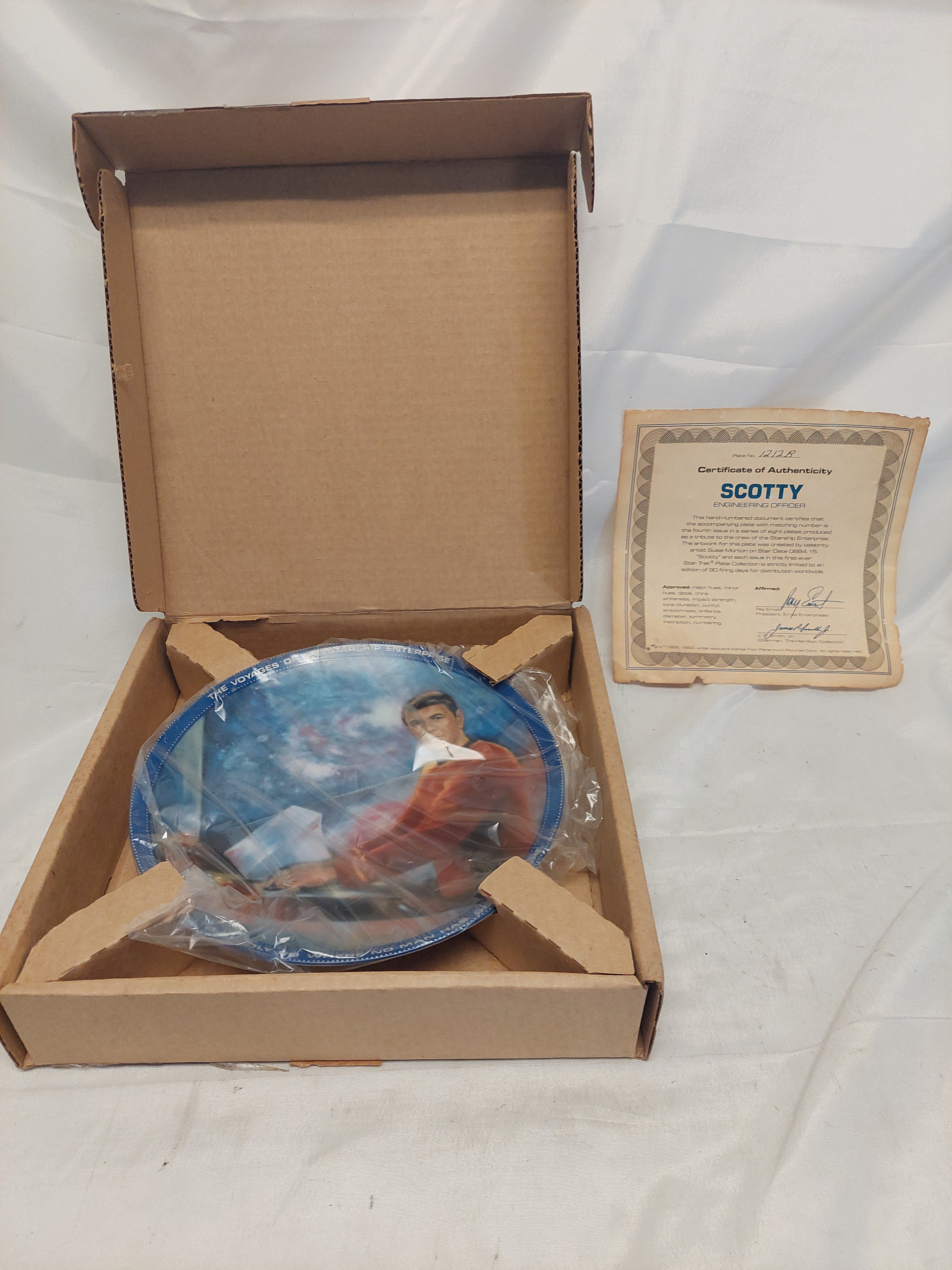 Vintage Ernst Hamilton Collection Star Trek Scotty Collector Plate with COA