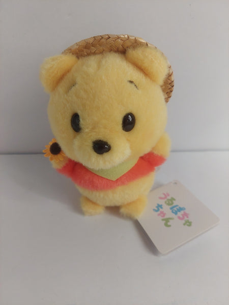 Disney Store Japan Urupocha Winnie the Pooh with Straw Hat 4 in. Plush with Tag