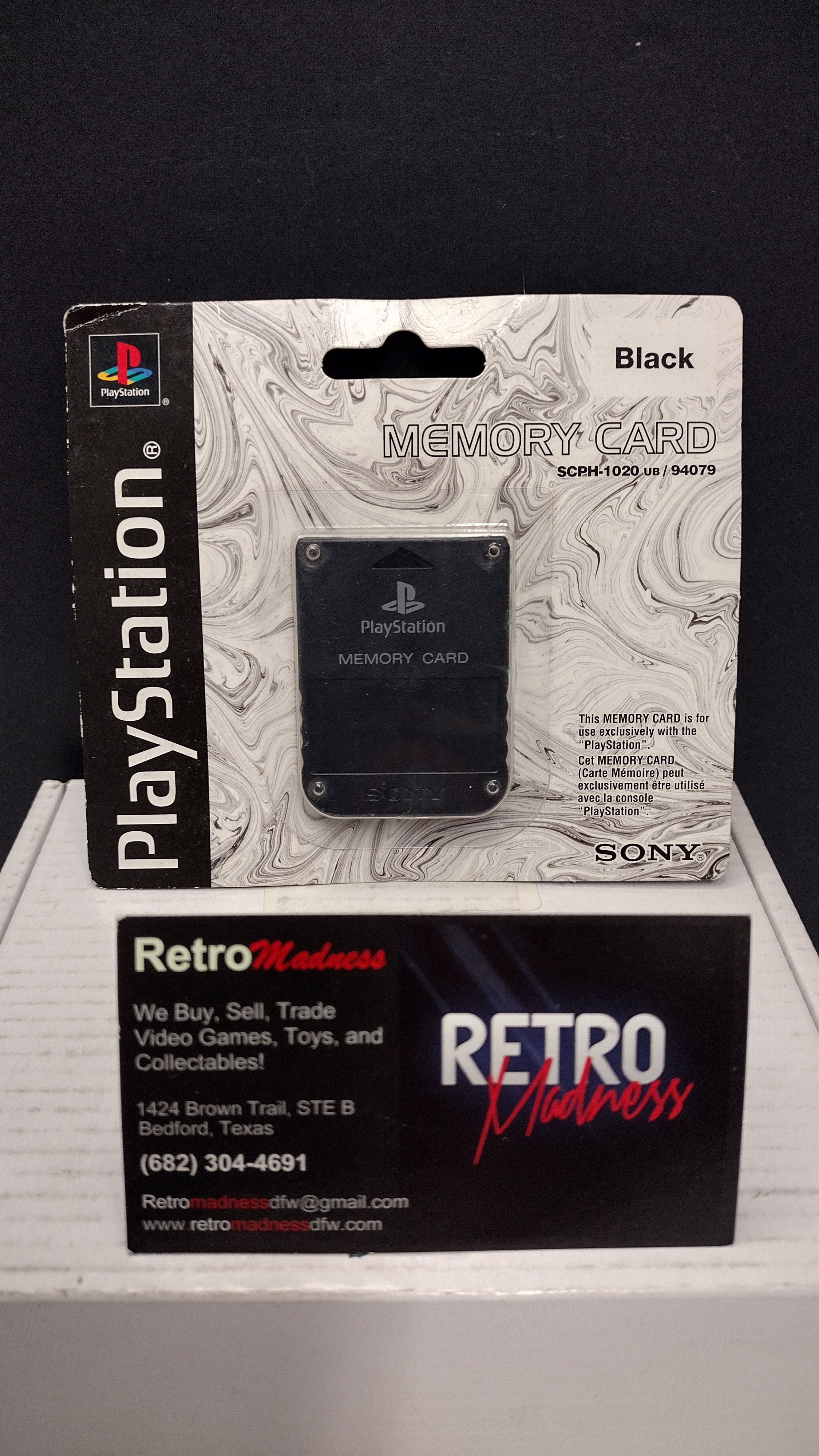 Official Sony PlayStation 1 Memory Card - Black (Model SCPH-1020 / 94079 - Brand New & Factory Sealed)