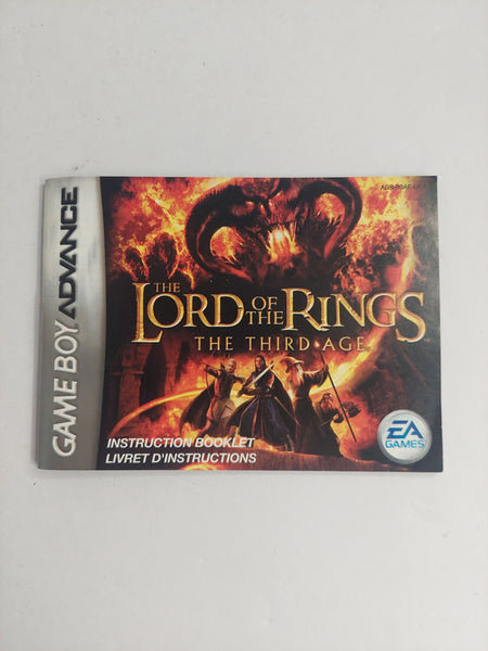 Nintendo Game Boy Advance Lord of the Rings The Third Age Manual Instruction Booklet