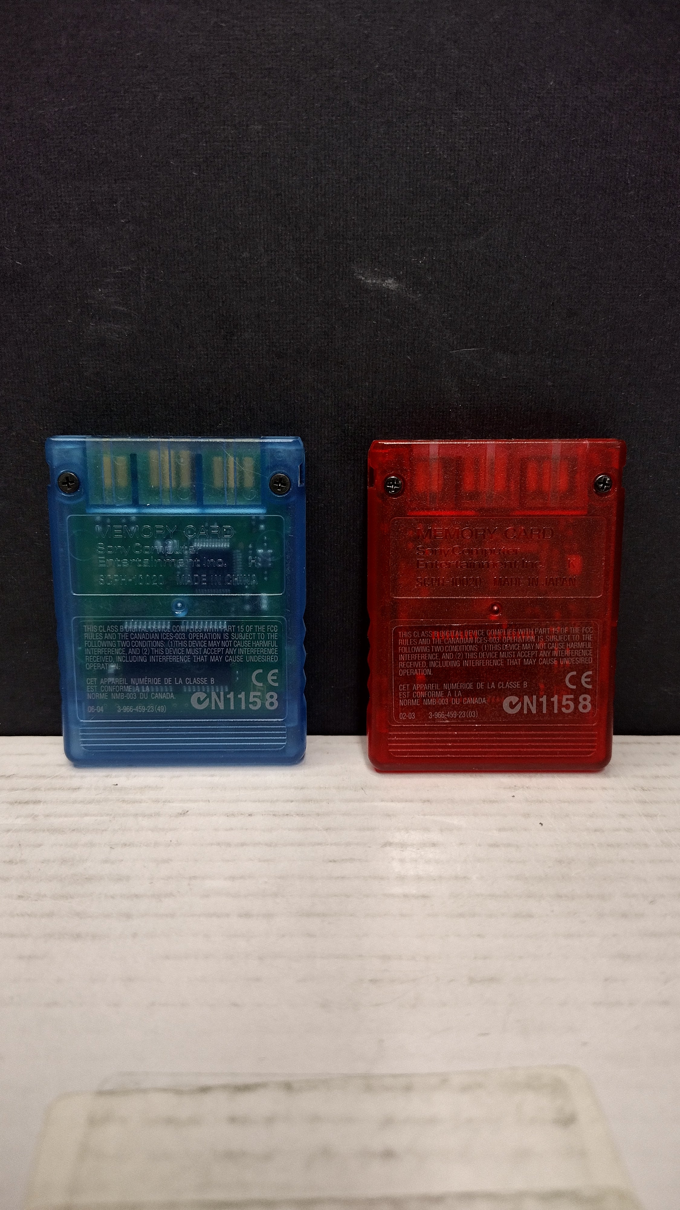 Official Sony PlayStation 2 8MB Memory Card Set - Crimson Red & Island Blue (SCPH-10020 - Tested & Working)