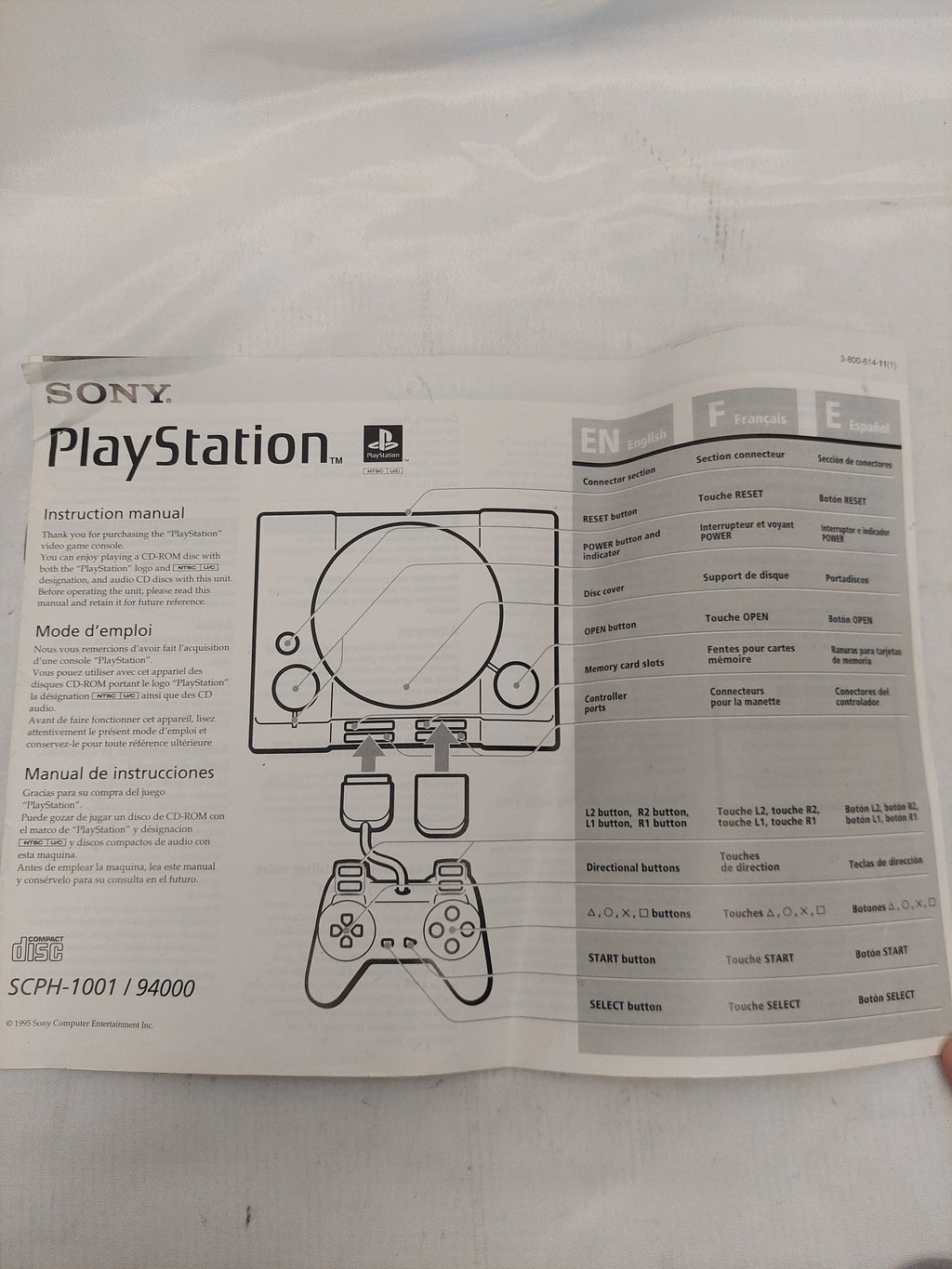 Sony PlayStation PS1 Instruction Manual ONLY