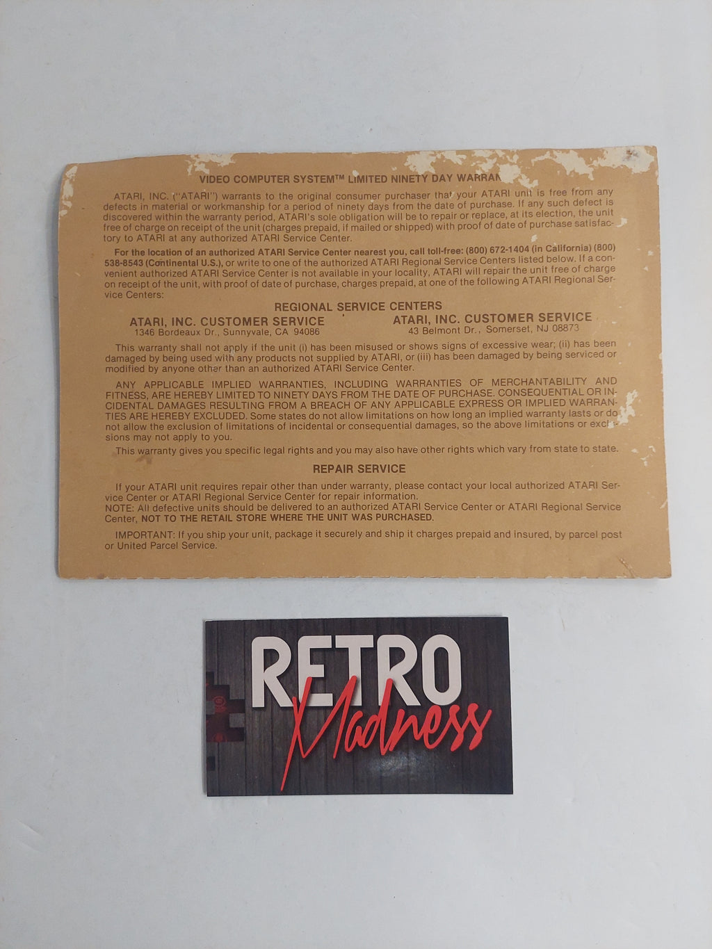 Retro Registration Vintage Atari Video Computer System Warranty Registration Card – Retro ...