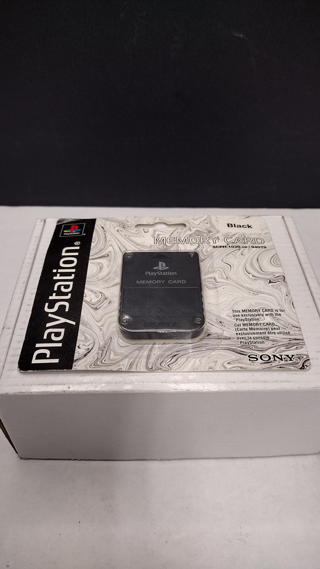 Official Sony PlayStation 1 Memory Card - Black (Model SCPH-1020 / 94079 - Brand New & Factory Sealed)