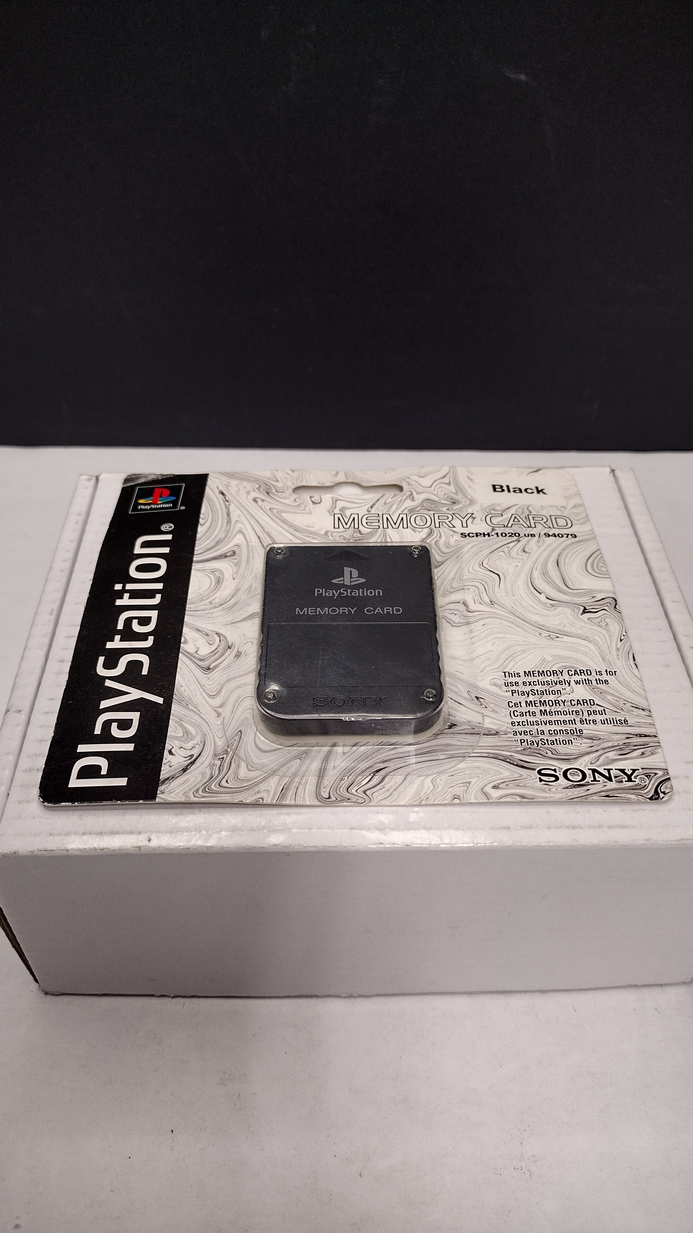 Official Sony PlayStation 1 Memory Card - Black (Model SCPH-1020 / 94079 - Brand New & Factory Sealed)