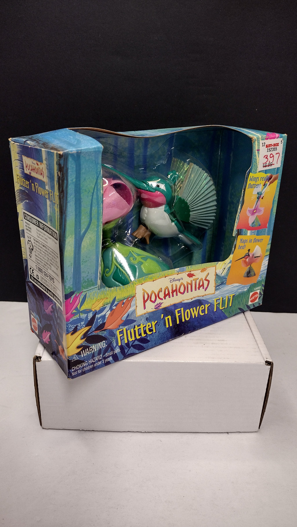 Vintage 1995 Mattel Disney’s Pocahontas: "Flutter 'N FLower" Flit Action Figure – Brand New / Factory Sealed (Slight Card Bowing)