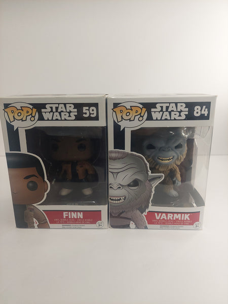 Funko Pop Star Wars The Force Awakens Finn #59 and Varmik #84 Lot