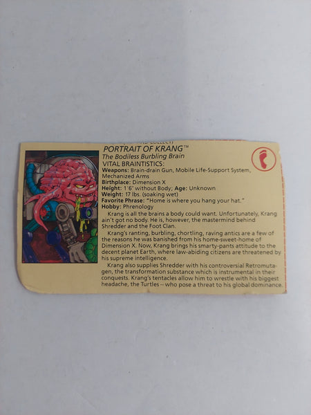 Vintage Teenage Mutant Ninja Turtles Krang File Card