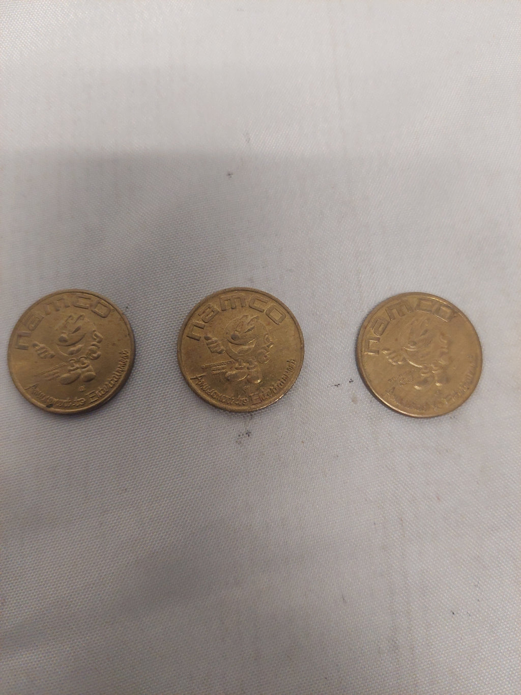 Namco Gold Pacman Arcade Tokens Coins Amusement to Entertainment Lot of 3