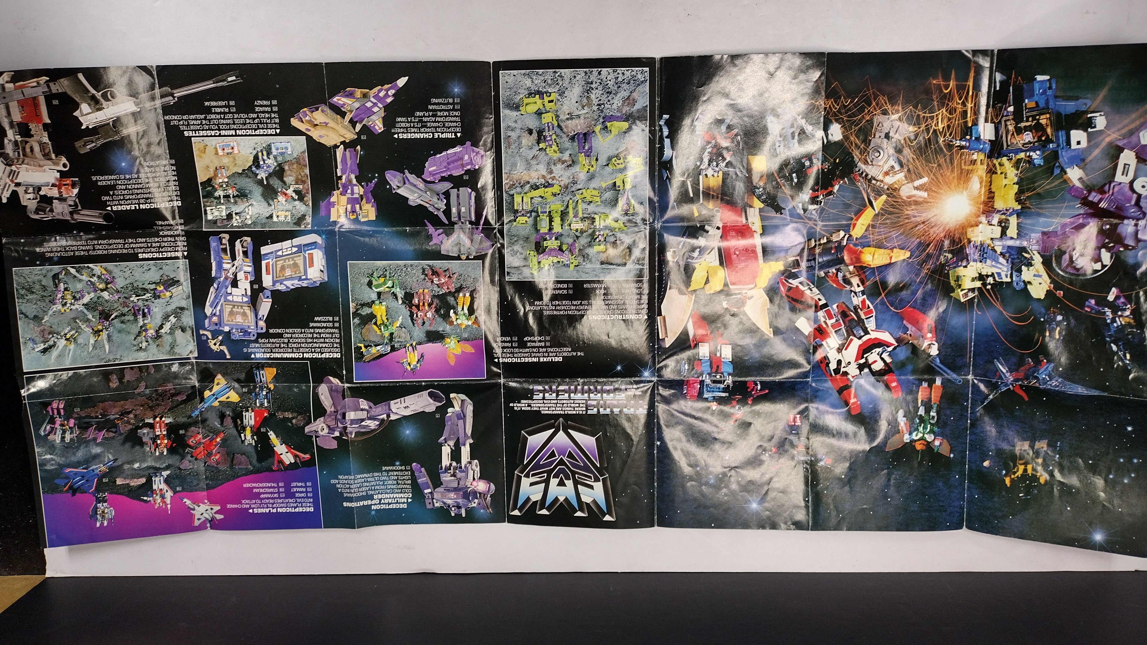 Vintage 1985 Hasbro G1 Transformers Devastator Parts Lot with Original 2-Sided Brochure Poster