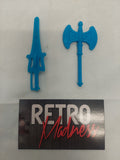 Vintage Masters of the Universe He-Man Blue Axe and Sword Accessories