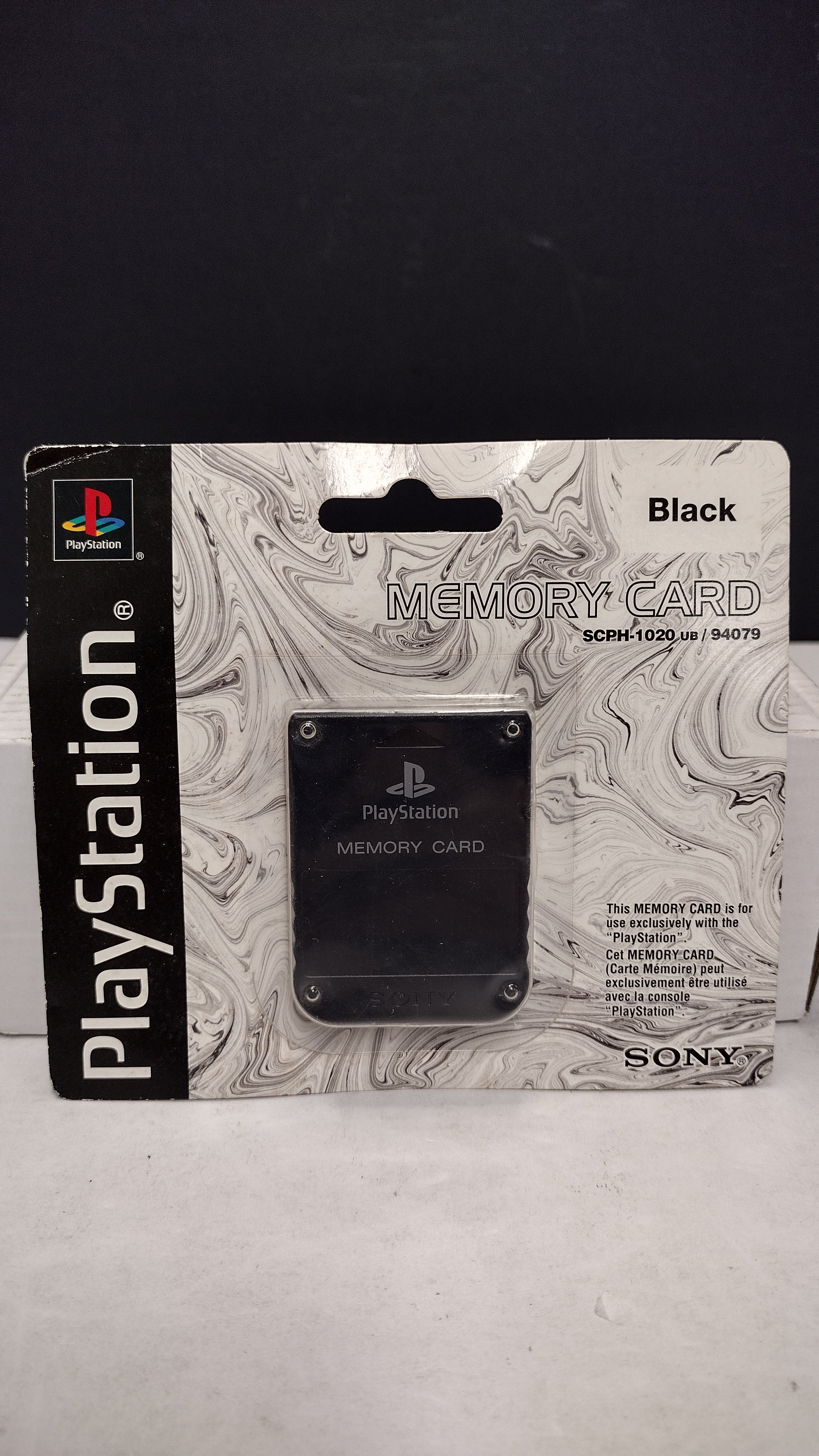 Official Sony PlayStation 1 Memory Card - Black (Model SCPH-1020 / 94079 - Brand New & Factory Sealed)