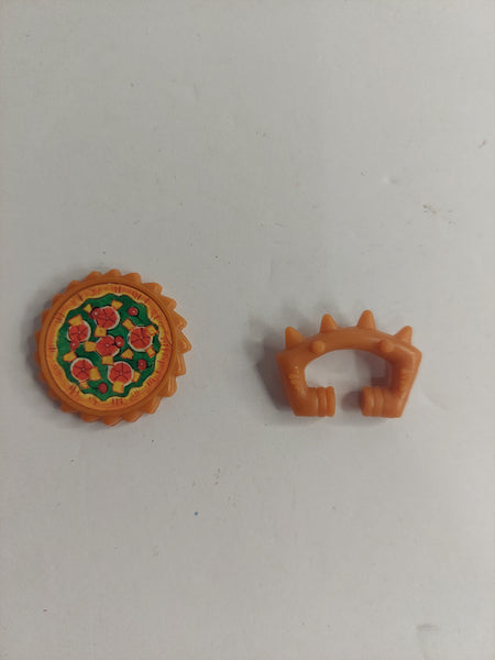 Vintage 1990 TMNT Storage Shell Leonardo Pizza & Spiked Knuckles Accessories