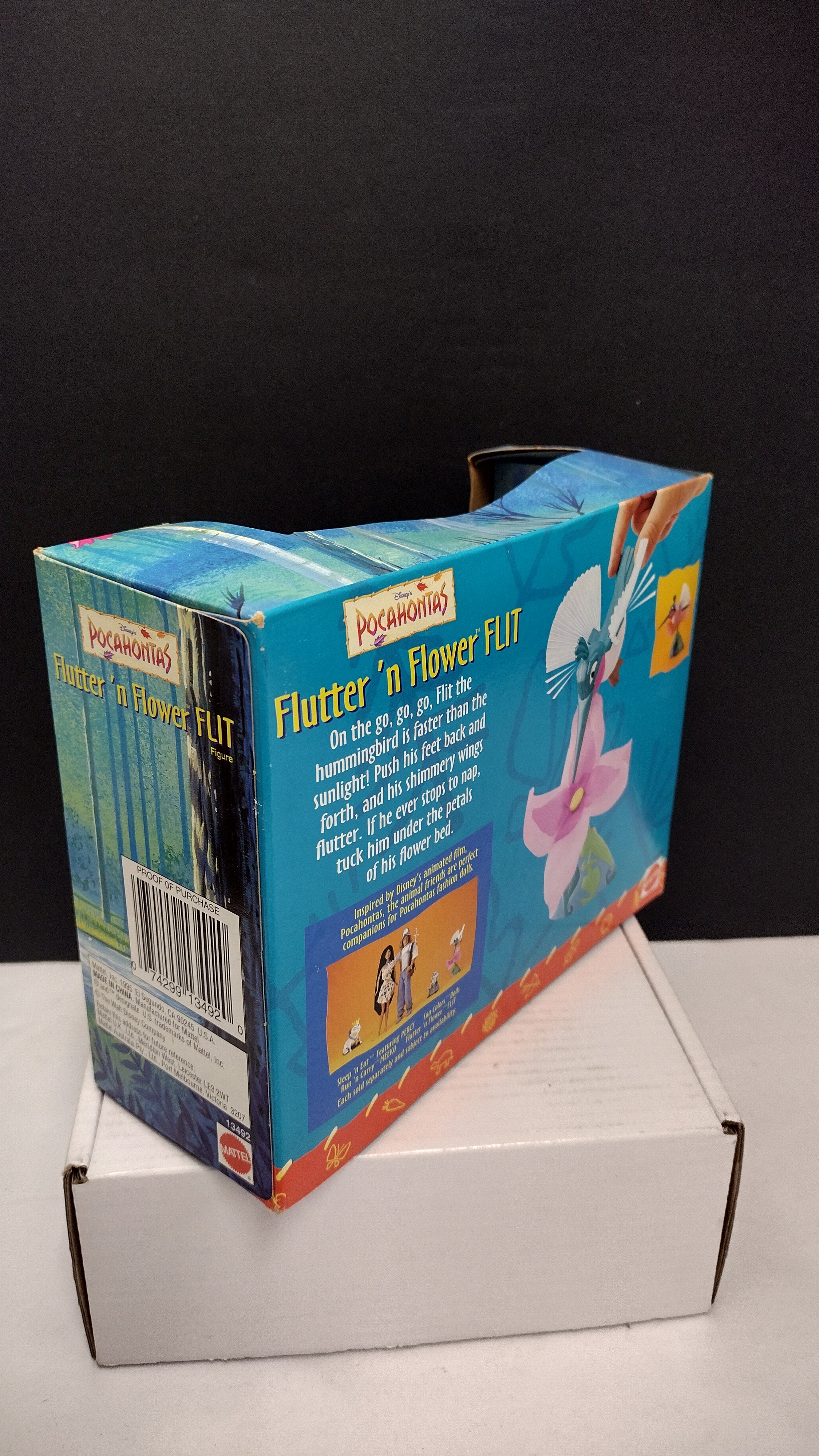 Vintage 1995 Mattel Disney’s Pocahontas: "Flutter 'N FLower" Flit Action Figure – Brand New / Factory Sealed (Slight Card Bowing)