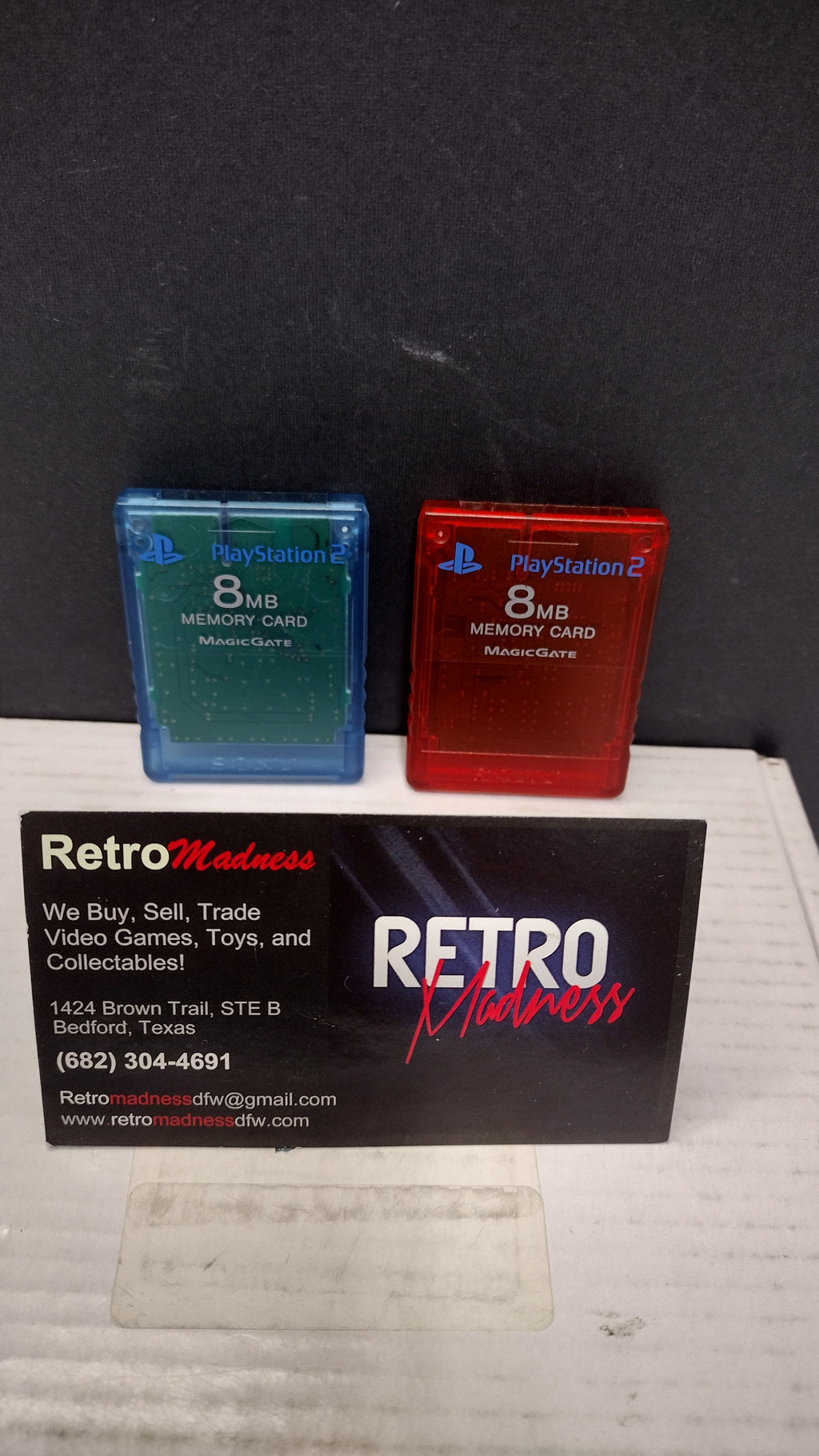 Official Sony PlayStation 2 8MB Memory Card Set - Crimson Red & Island Blue (SCPH-10020 - Tested & Working)