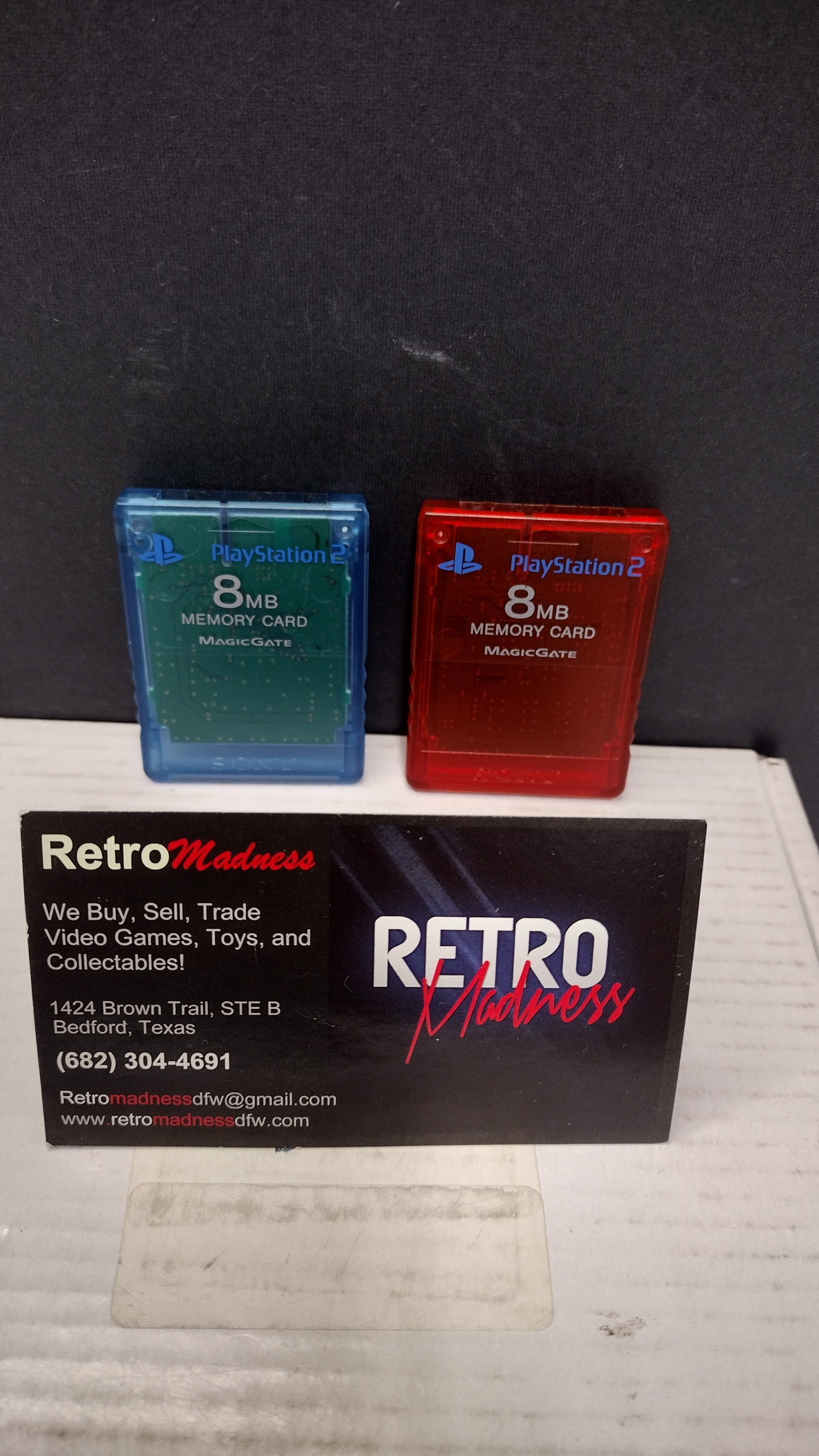 Official Sony PlayStation 2 8MB Memory Card Set - Crimson Red & Island Blue (SCPH-10020 - Tested & Working)