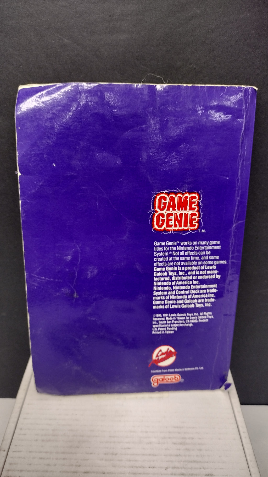 Vintage 1991 Lewis Galoob Nintendo NES Game Genie Cartridge with Codebook & Programming Manual