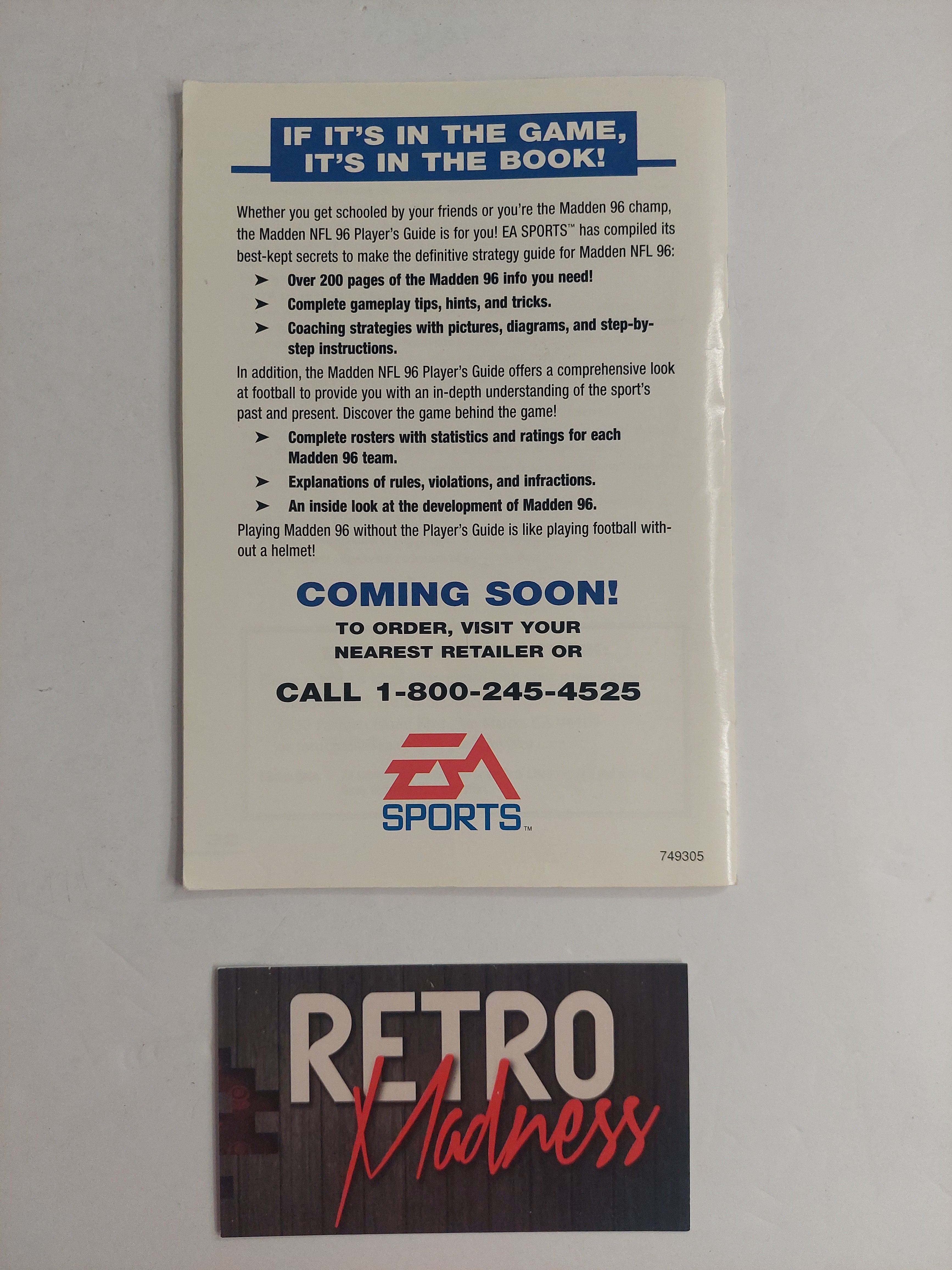 Sega Genesis Madden 96 Manual Instruction Booklet ONLY