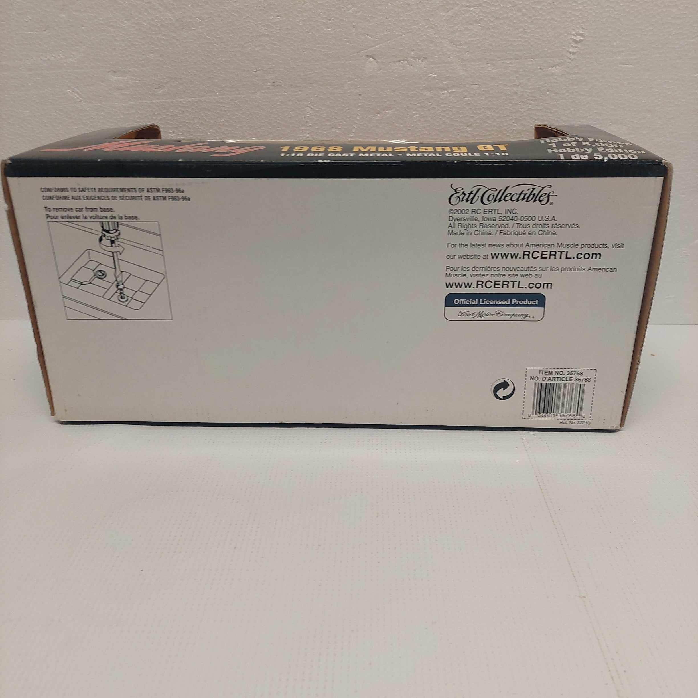 1968 Mustang GT 1:18 Die Cast Metal 1 of 5,000