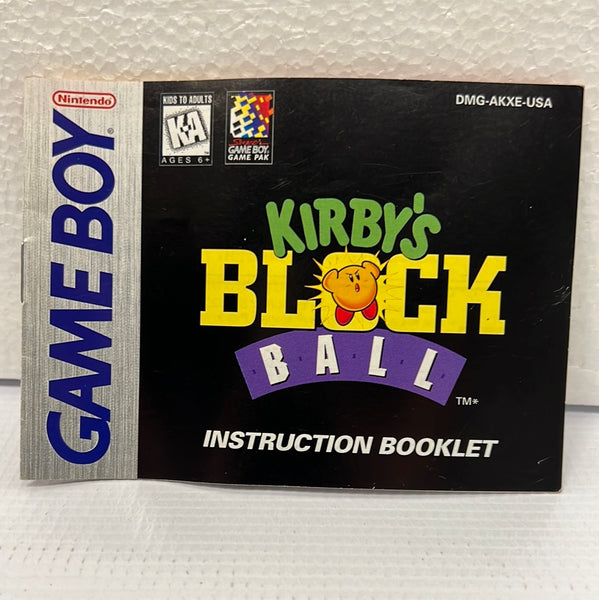 Kirby's Block Ball Manual ONLY