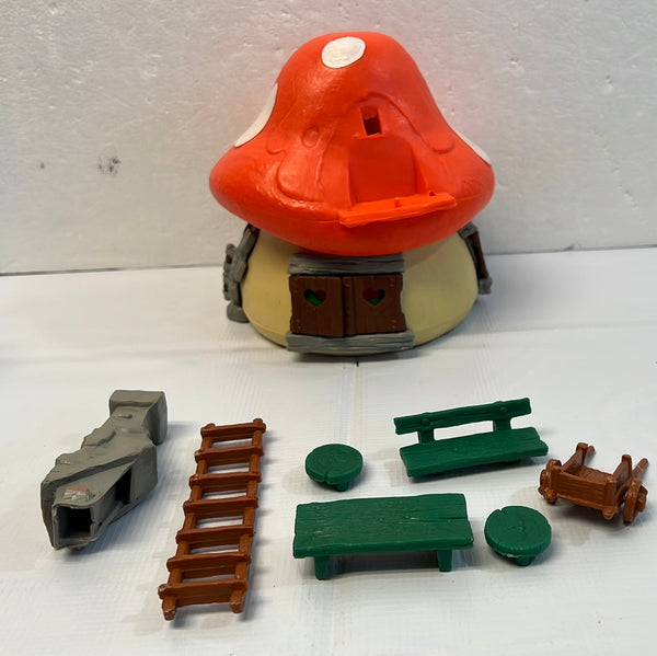  Smurfs Mushroom House with Smurfette : Toys & Games